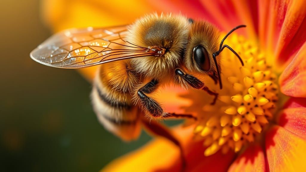 a bee collecting nectar,