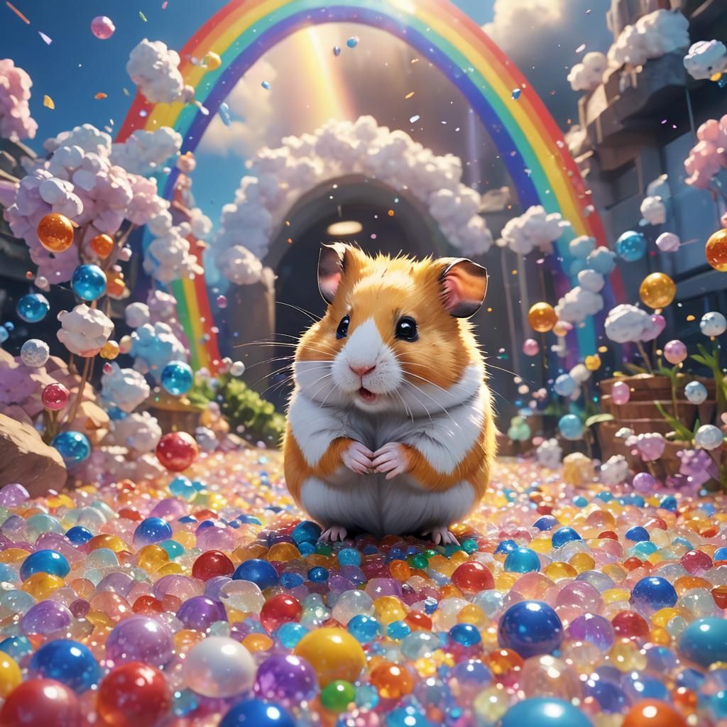 Hamster on a Rainbow: 3D Anime Art