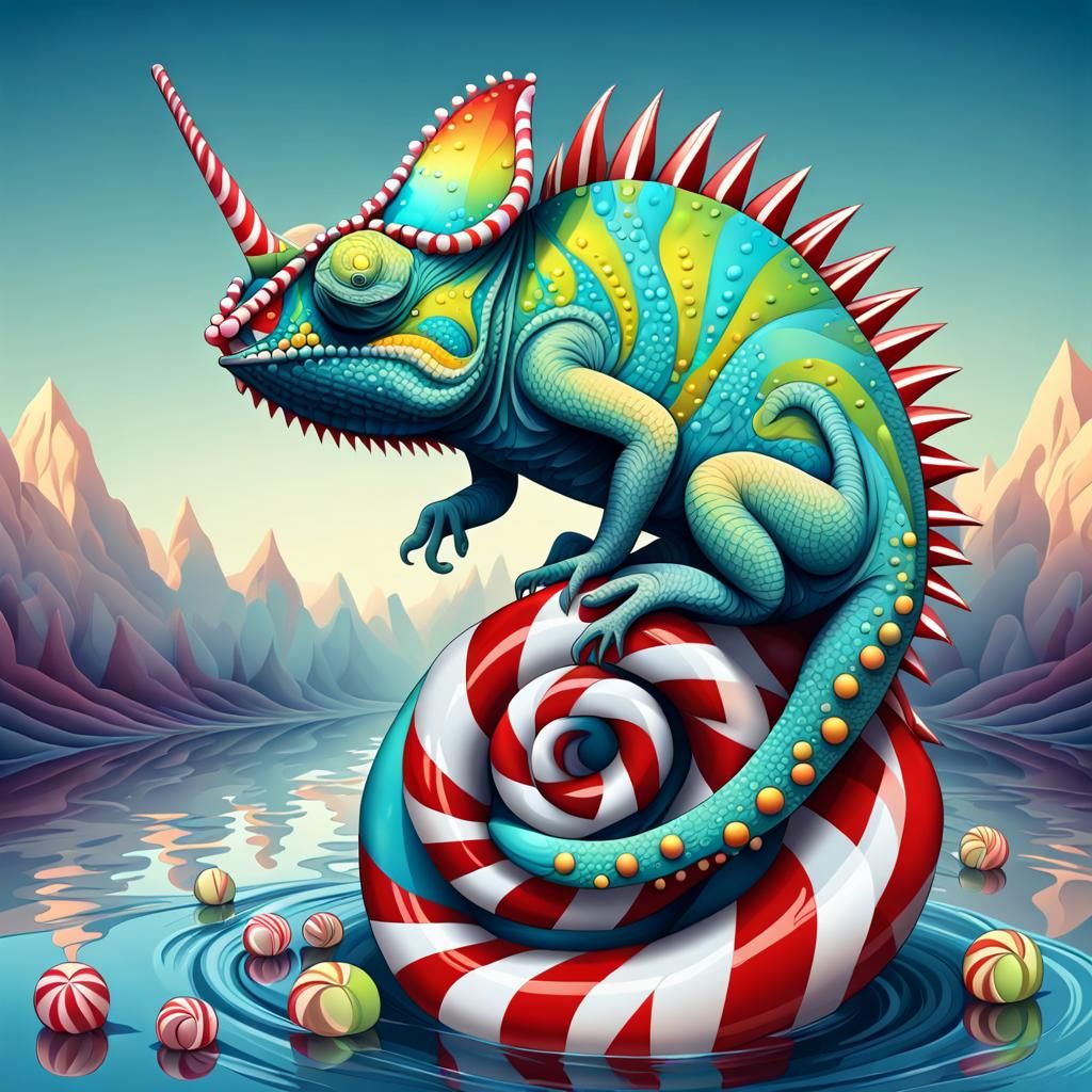 Heavenly Spiked Chameleon on Candy Cane River