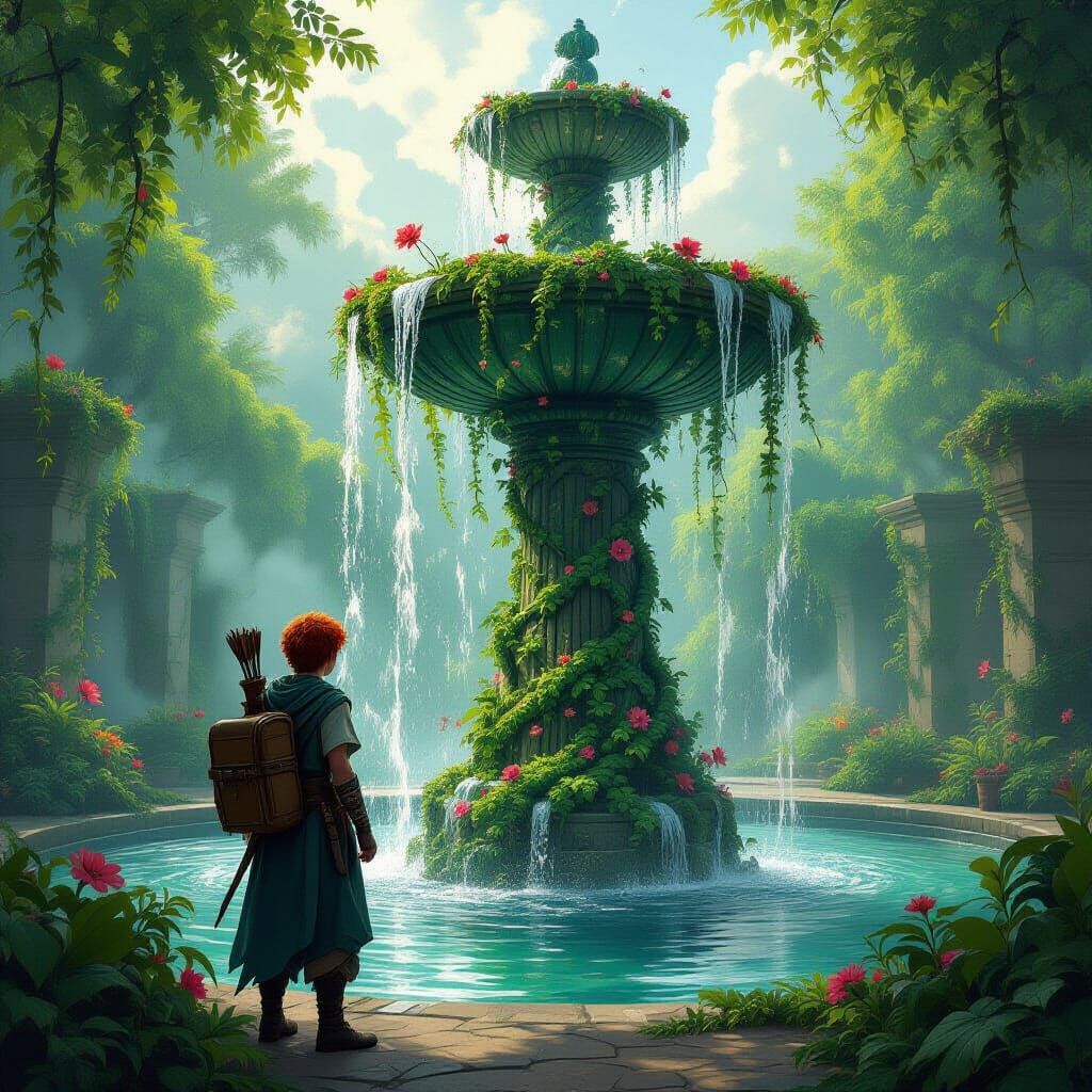 Botanical Percy Jackson with Carnivorous Plant Fountain