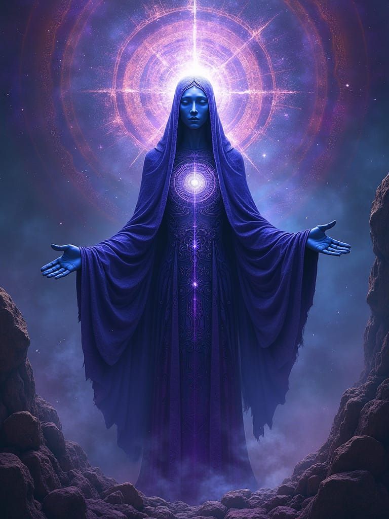 Awakening of Ancient Consciousness in Vibrant Cosmic Hues