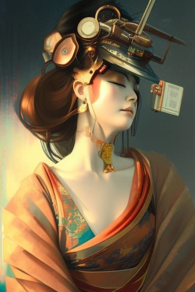 Steampunk Geisha Portrait in Tokyo