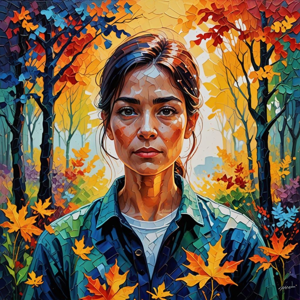 Abstract Expressionist Painting with Contrasting Colors