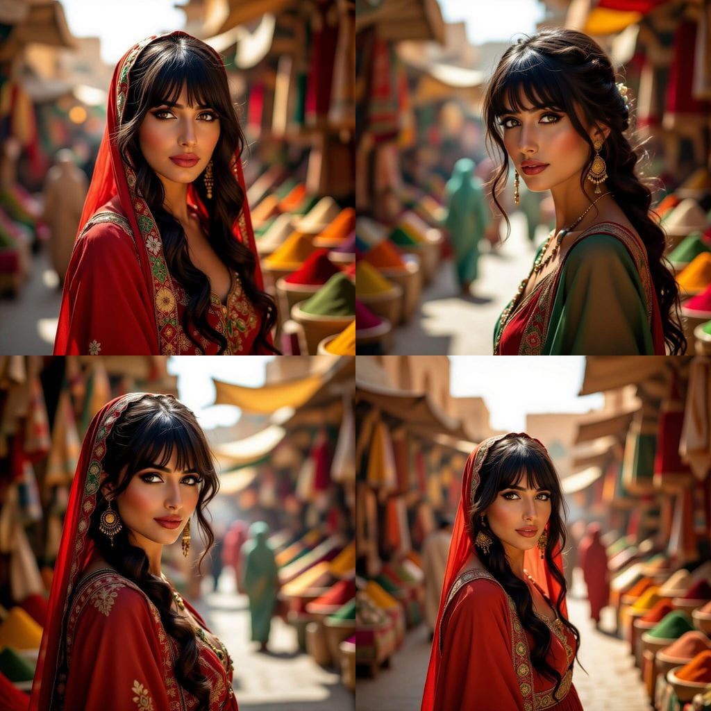 Beautiful Persian Woman in Ancient Souk Market