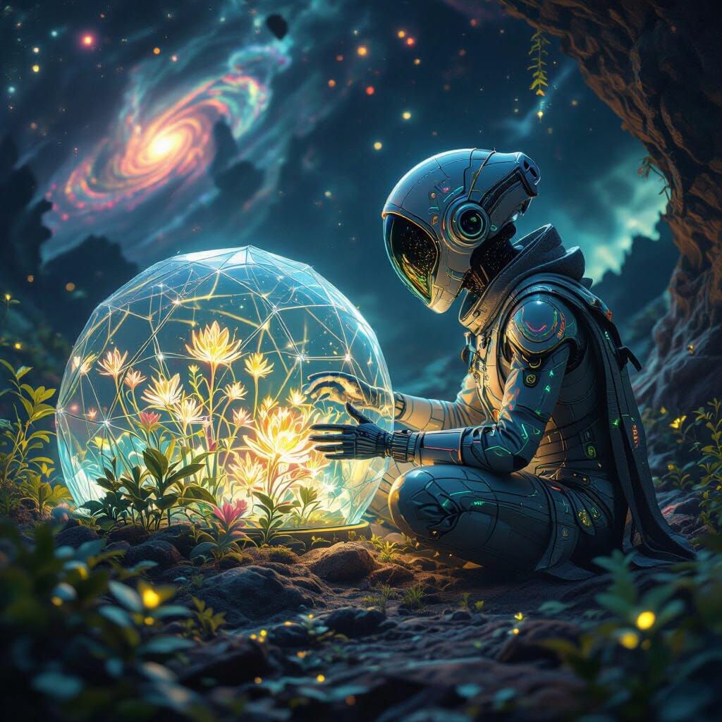 Alien Botanist and Bioluminescent Flora