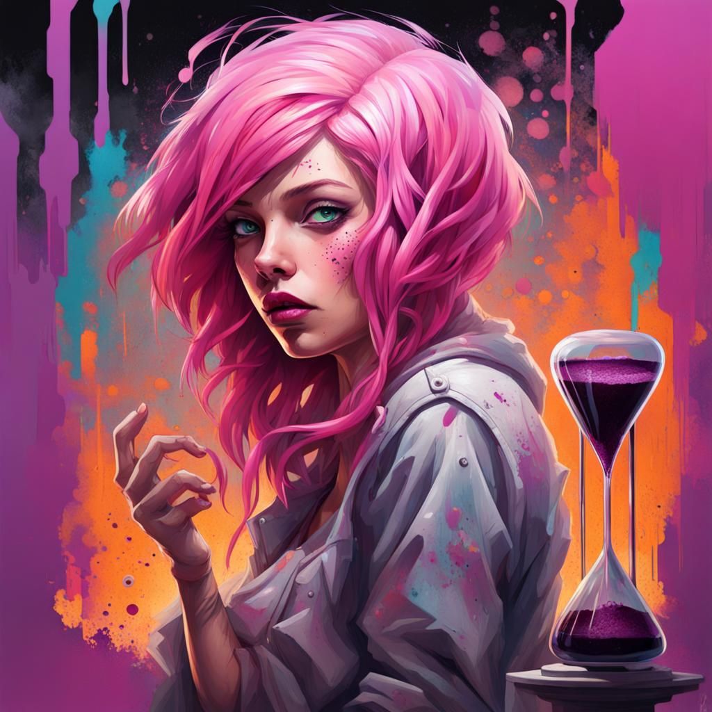 Pink-Haired Woman Survives End of World: Graffiti Art