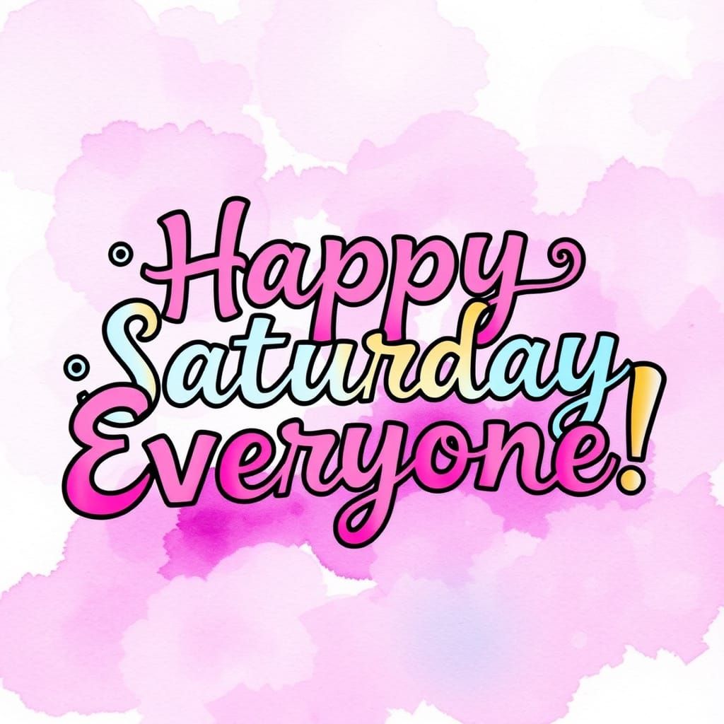 Funky Happy Saturday Text with Alcohol Ink Background