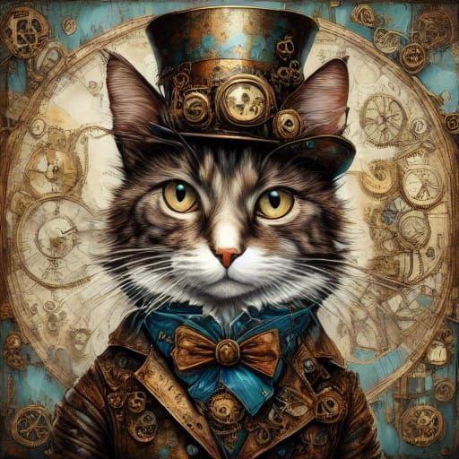 Steampunk Animals at Table in Warm Light