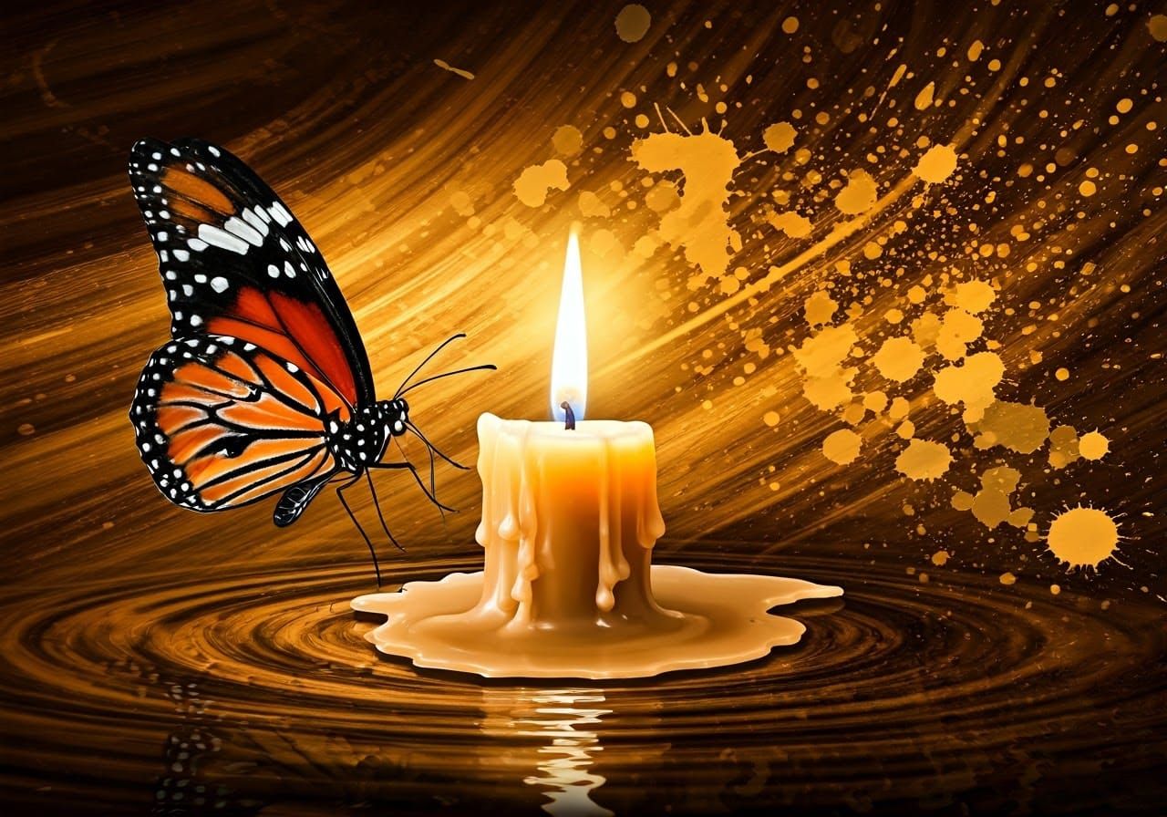 Vibrant Butterfly in Whimsical Oil Painting