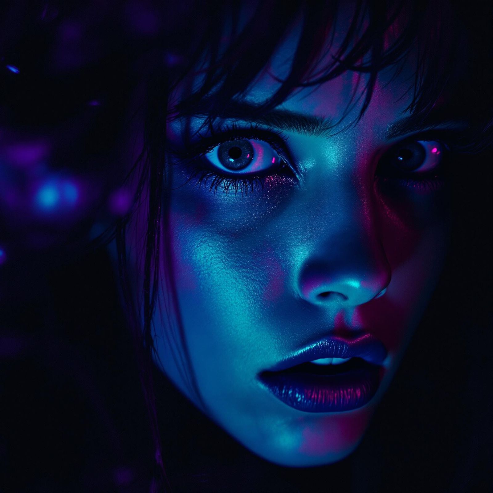 Mysterious Woman in Moody Purple Hues