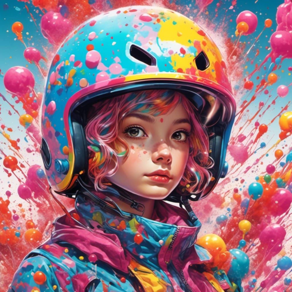 Candy Girl Helmet in Whimsical Candy Art Style