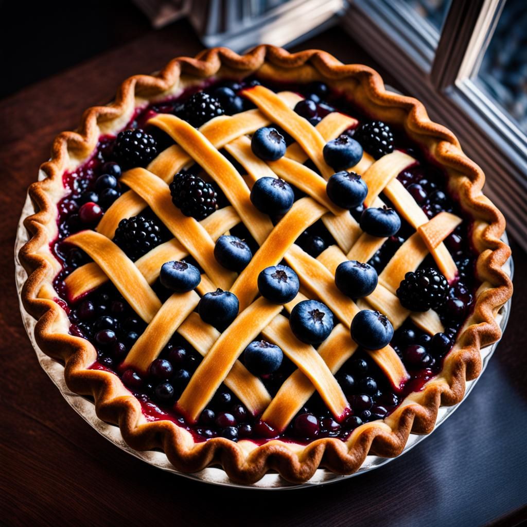 Hyperrealistic Fruit Pie with Blueberries Displayed