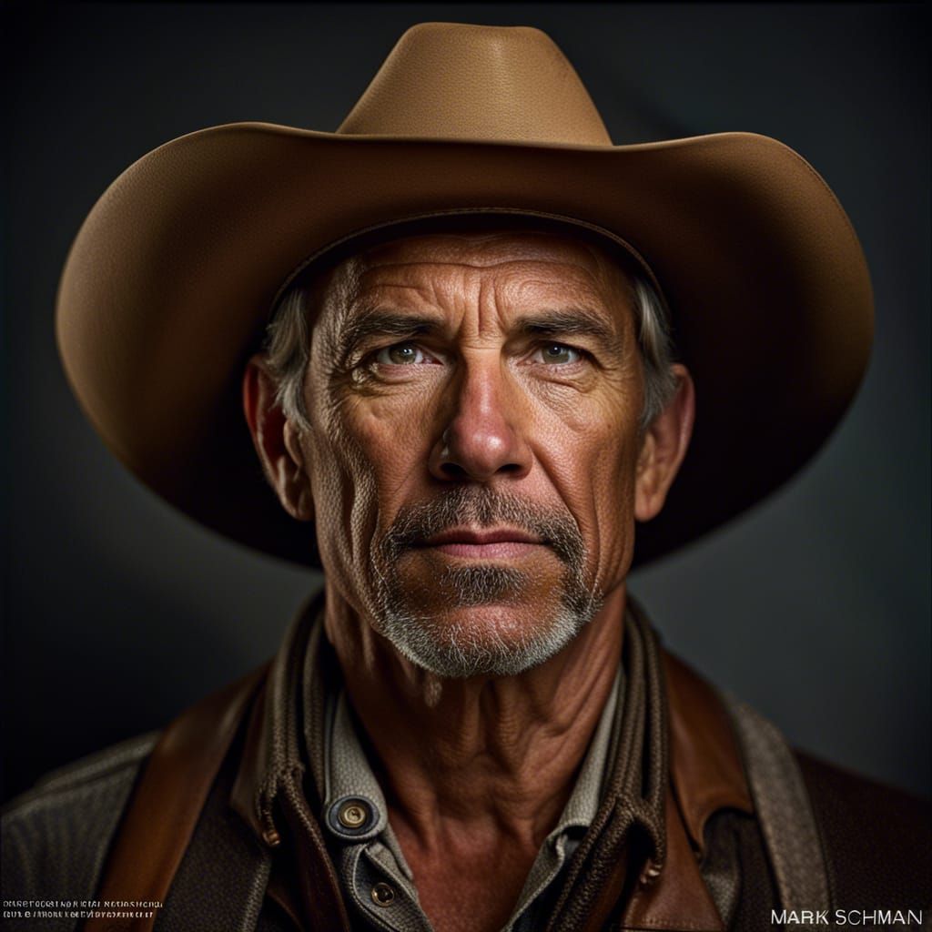 Masculine Cowboy Portrait in Studio Lighting