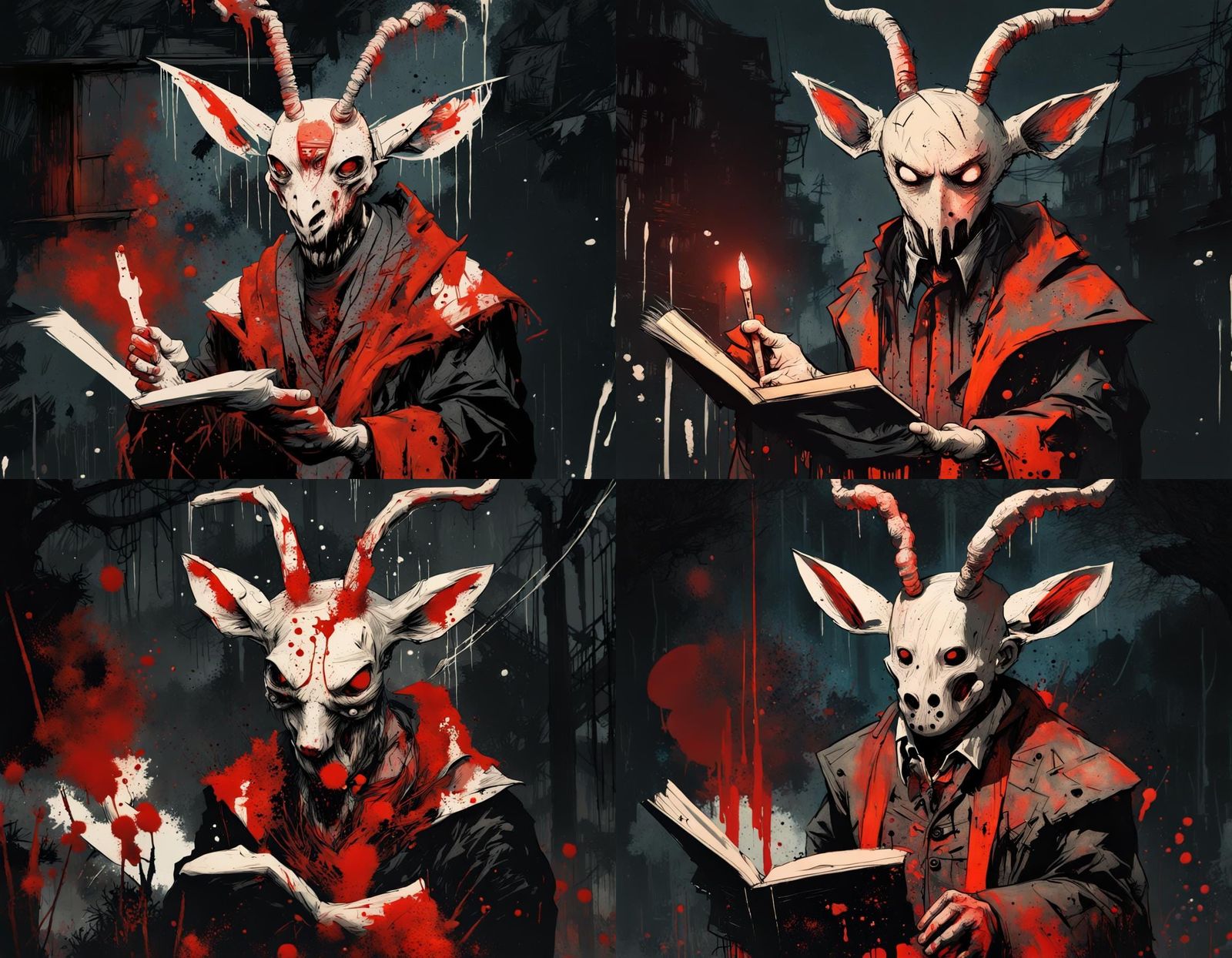 Terrifying Horror Scene in Black and White Speedpaint Style