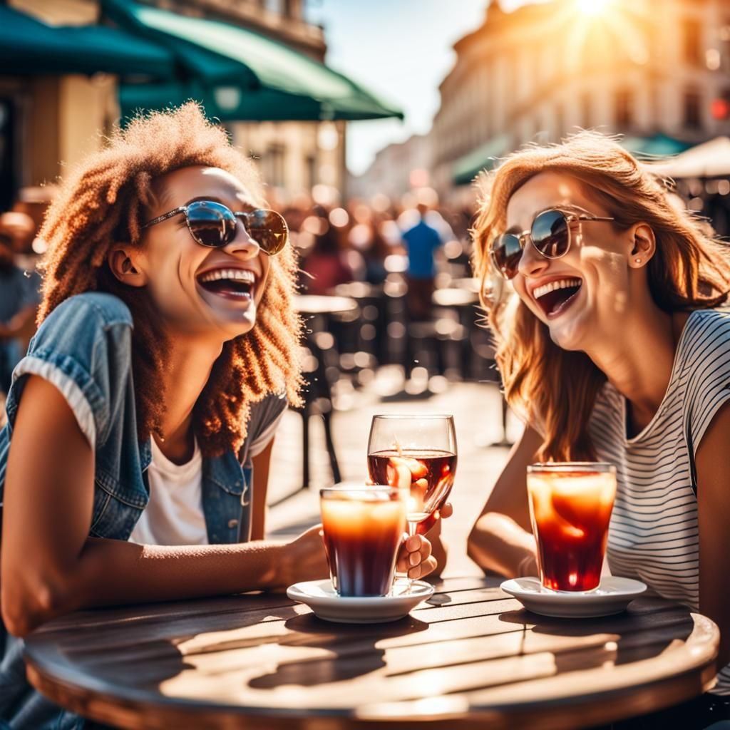 Two best friends telling stories