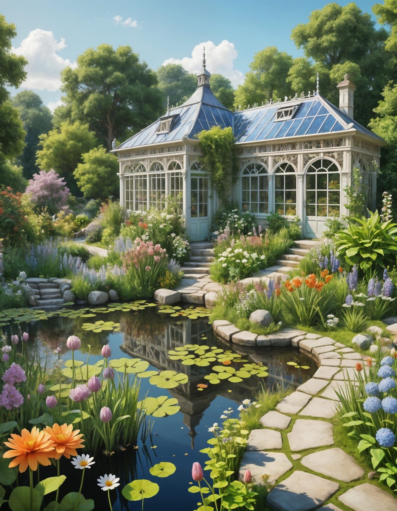 Botanical Drawing of a Beautiful Summer Garden