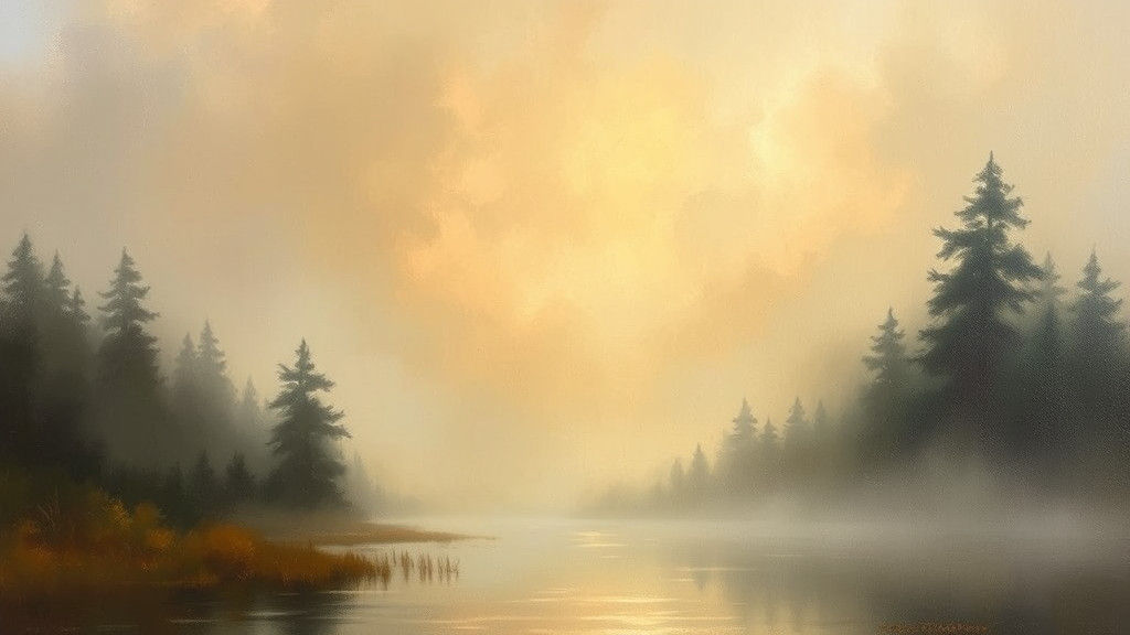 Misty Landscape Painting in Impressionist Style