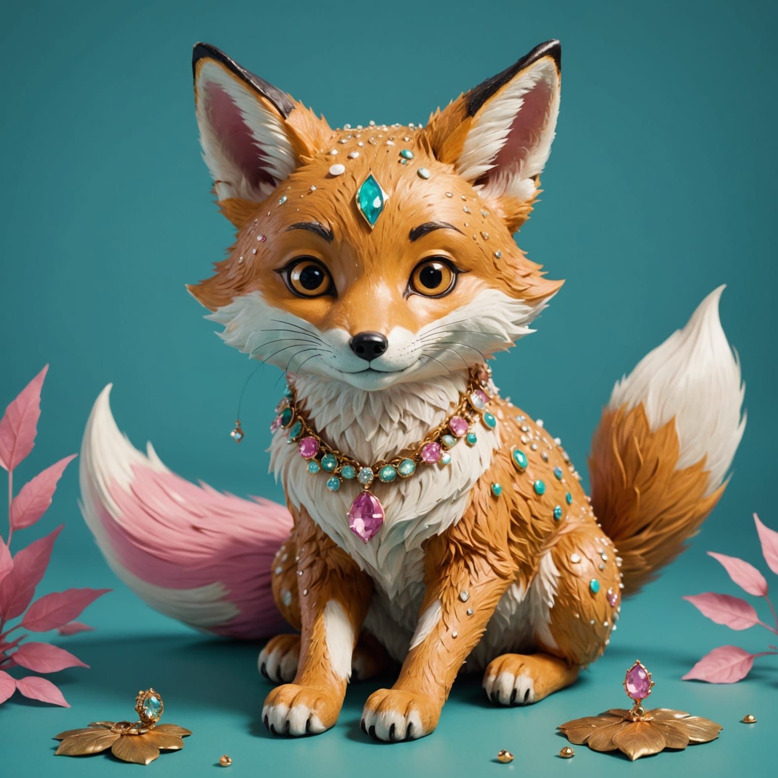 Anthropomorphic Fox in Pastel Dreamscape