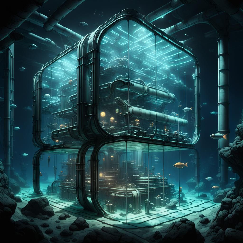 Futuristic Underwater Complex in Deep Sea