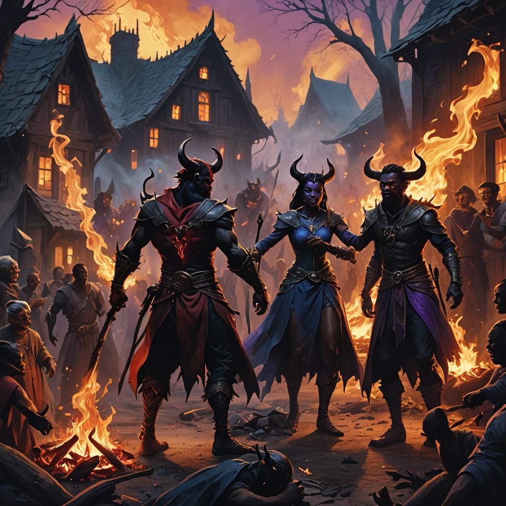 Devil's Rescue: A Witch Burning Fantasy Art