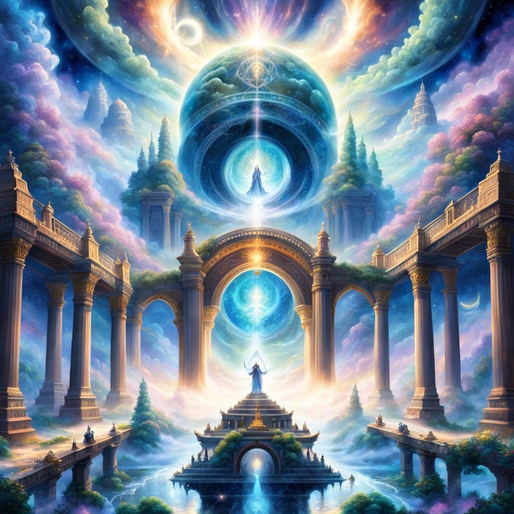 Infinity Symbol in a Celestial Temple
