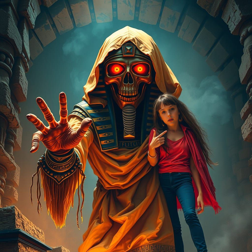 Ancient Horror Awakens in a Haunting Oil Painting