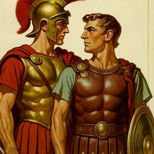 Achilles and Patroclus in Leyendecker Style