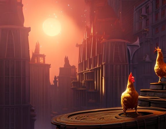 Golden Chicken Concept Art in Unreal Engine 5