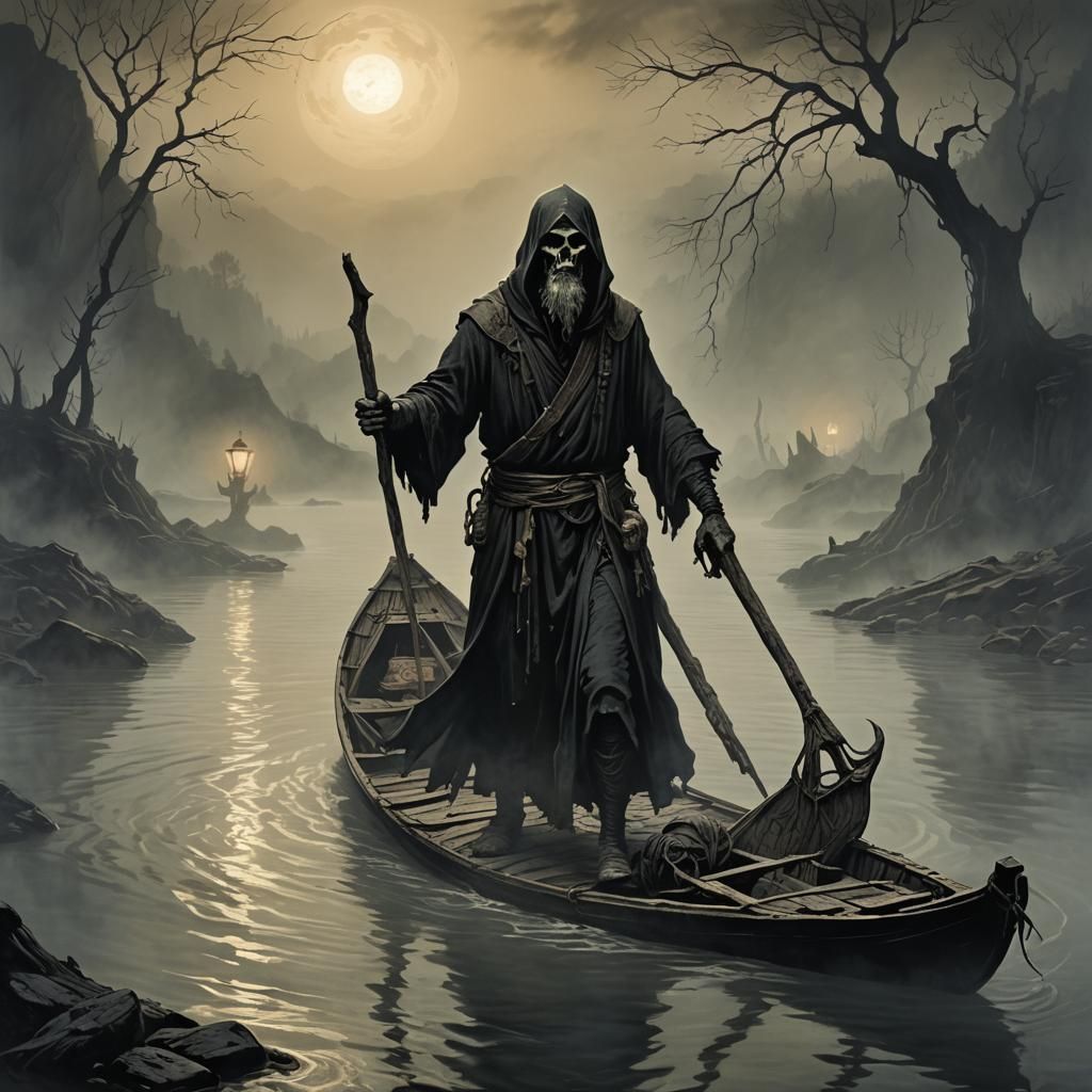 Charon Ferrying Souls on the River Styx