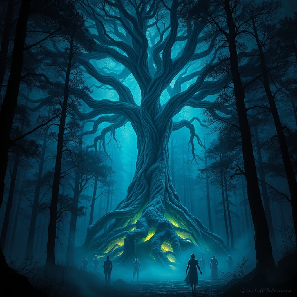 Bioluminescent Forest Night With Spectral Dancers