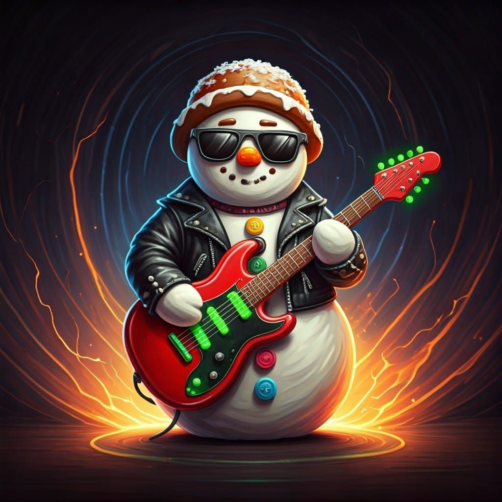 Electric Gingerbread Musician in Neon Rush