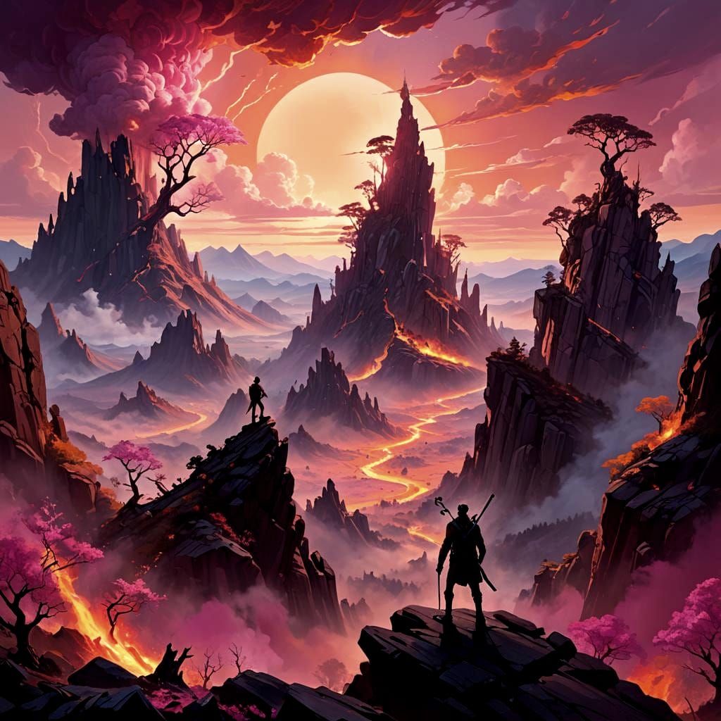 Colorful Flaming Horizon in Detailed Digital Art