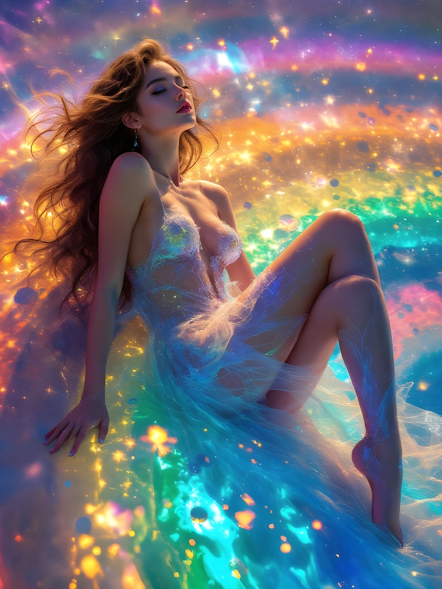 Radiant Goddess Basks in Cosmic Glory