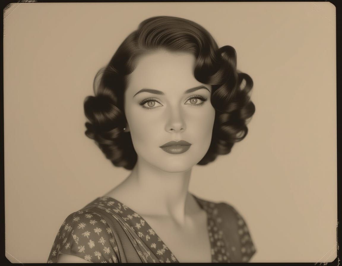 Vintage Sepia Portrait in Art Deco Style
