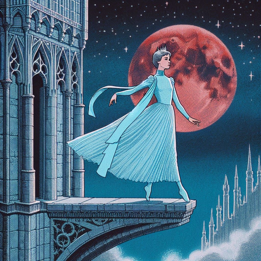 Vintage Princess Contemplates Destiny in a Cosmic Setting