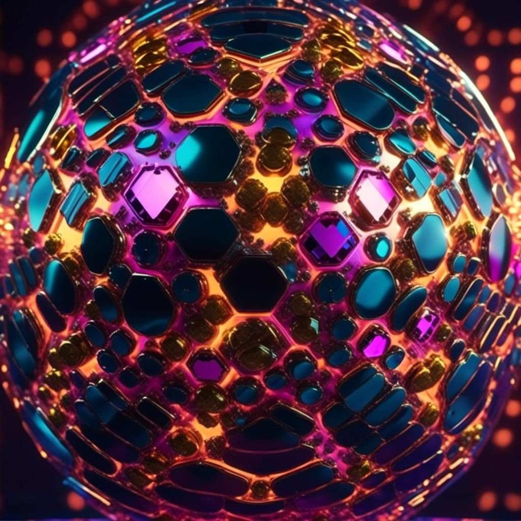 Fractal Disco Ball in Synthwave Nightclub