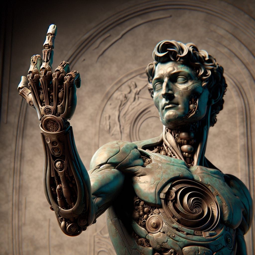 Modern Irony in Bronze: Provocative Statue in Art Nouveau St...