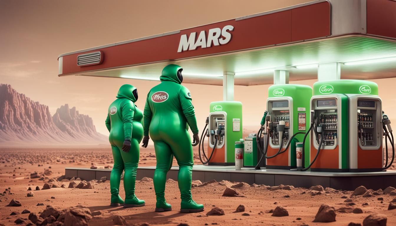 Gas Station on Mars: Green Soda and Latex