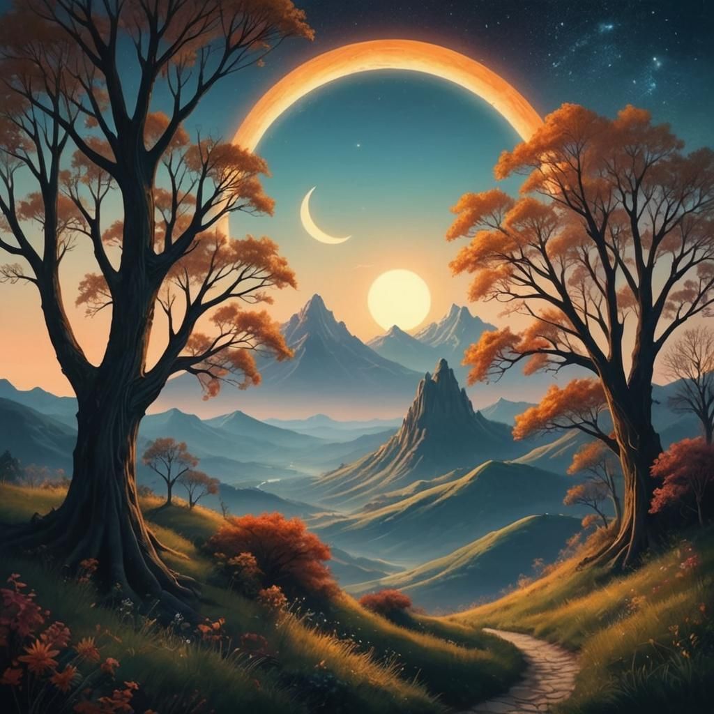 Vibrant Fantasy Landscape Inspired by Roger Dean