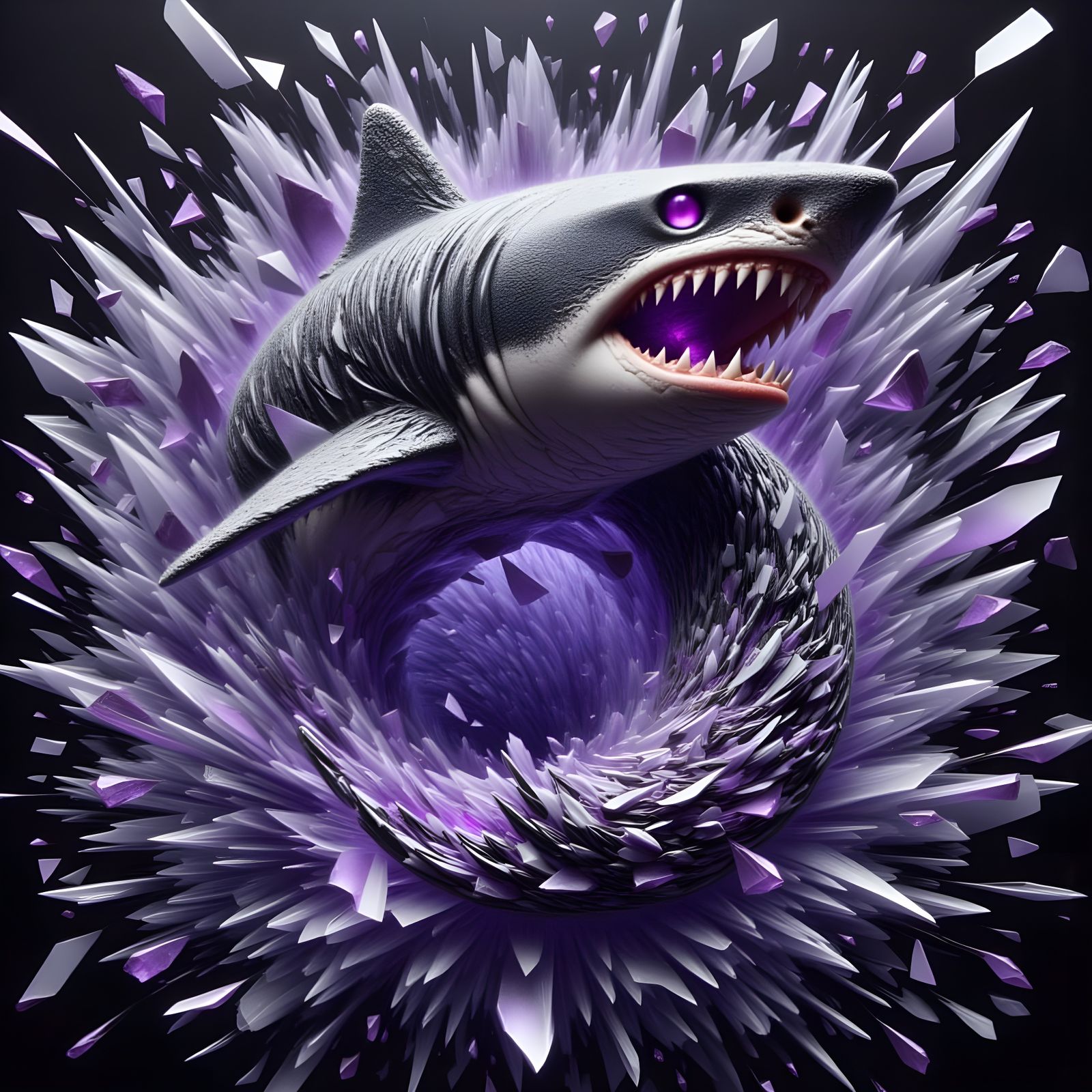 Glass Shard Shark with Shattering Effect