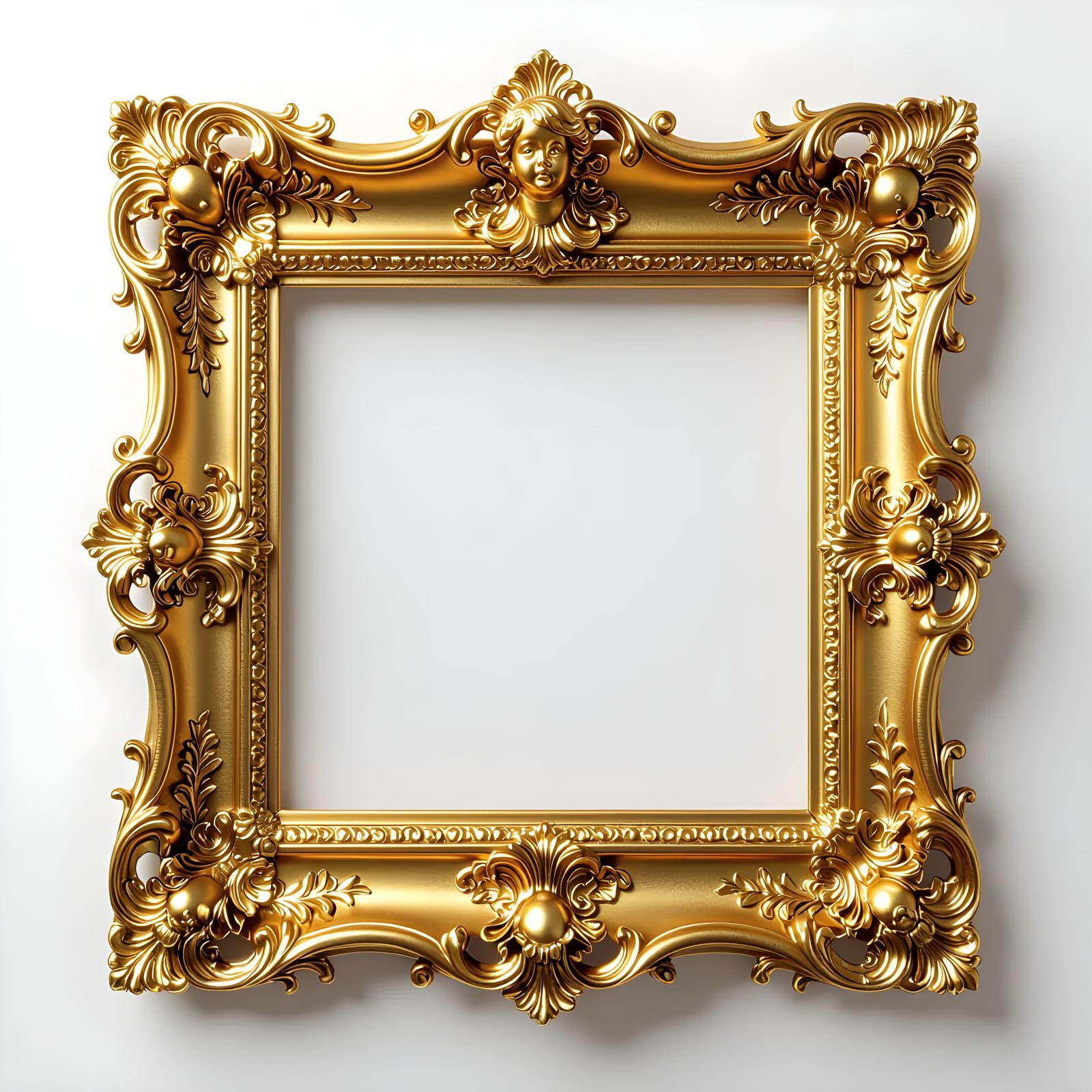Elegant Golden Frame on Clean White Background