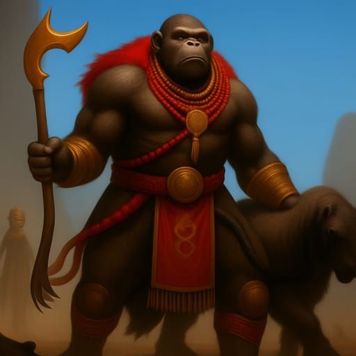 Gorilla-Legged Troll Warrior with Bone Club in Savanna