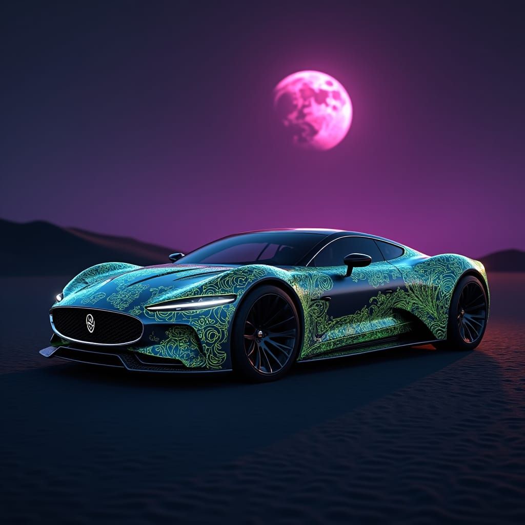 Widebody Jaguar XJ220 Hypercar in Mystical Desertscape