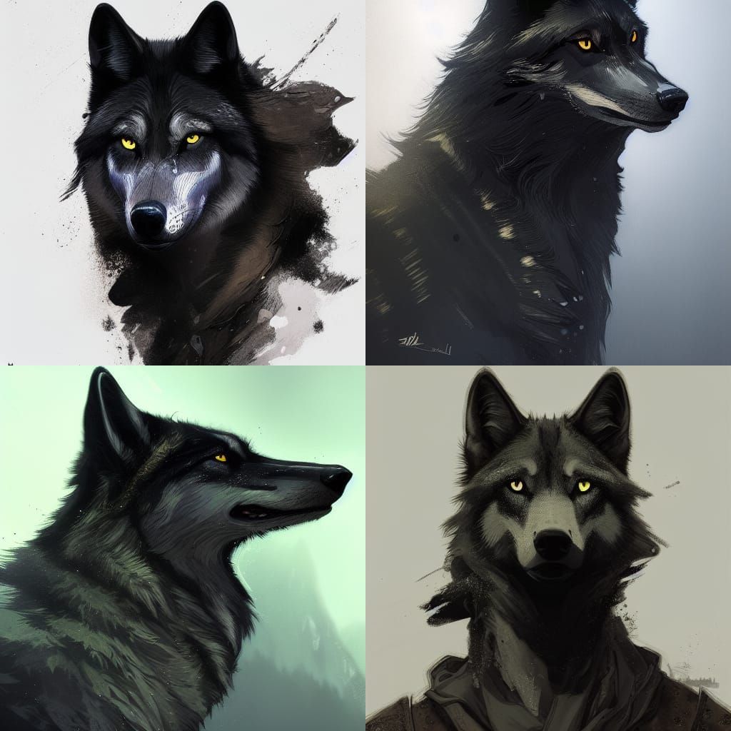 Hyperdetailed Black Wolf Portrait in 8K Resolution