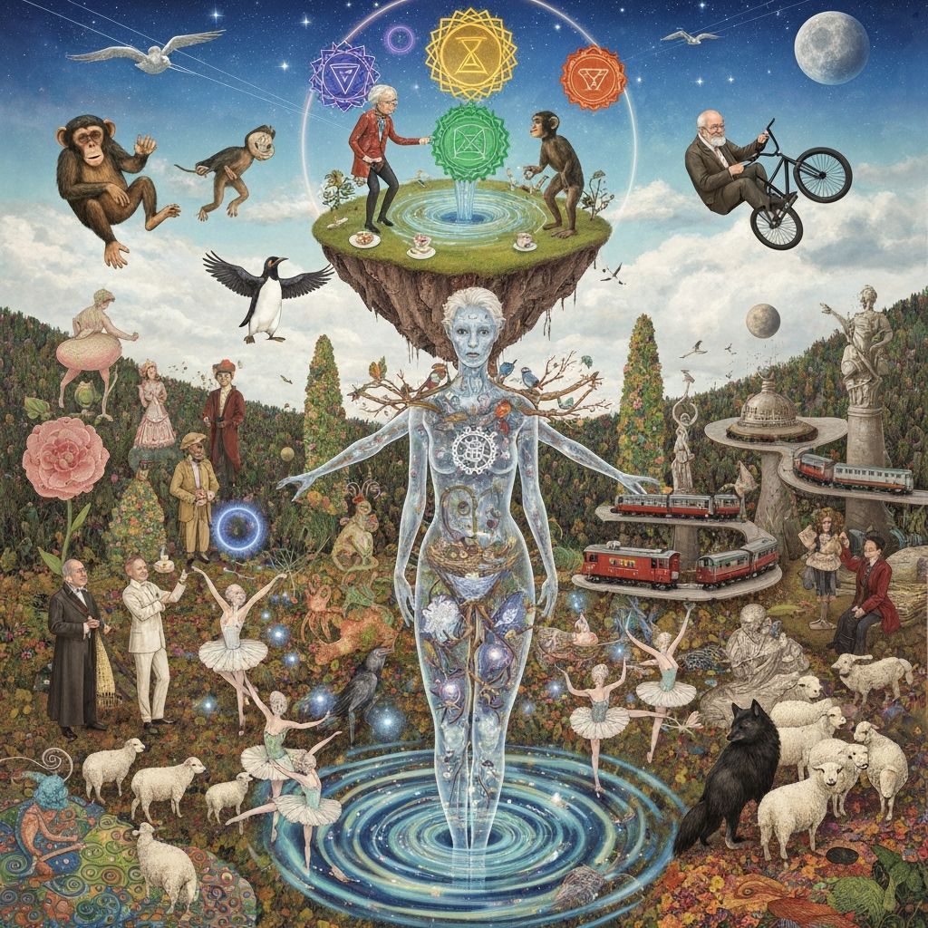 Surreal Tea Party on Floating Island in Ethereal Style