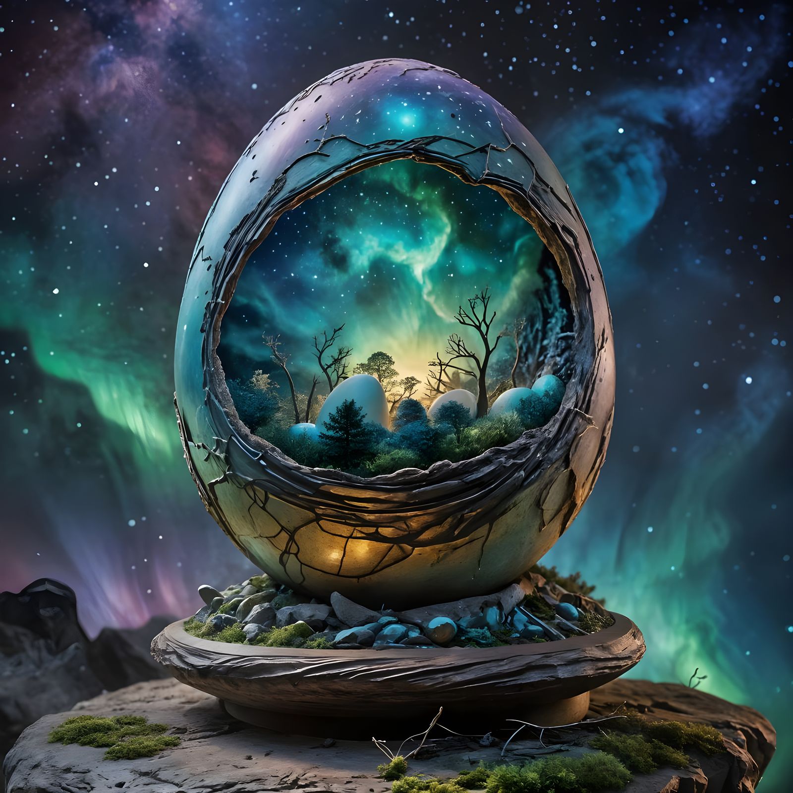 Eggshell Portal to a Fantastical Woodland