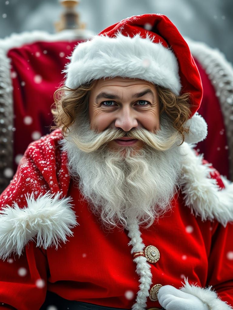 Santa Claus in Festive Christmas Scene