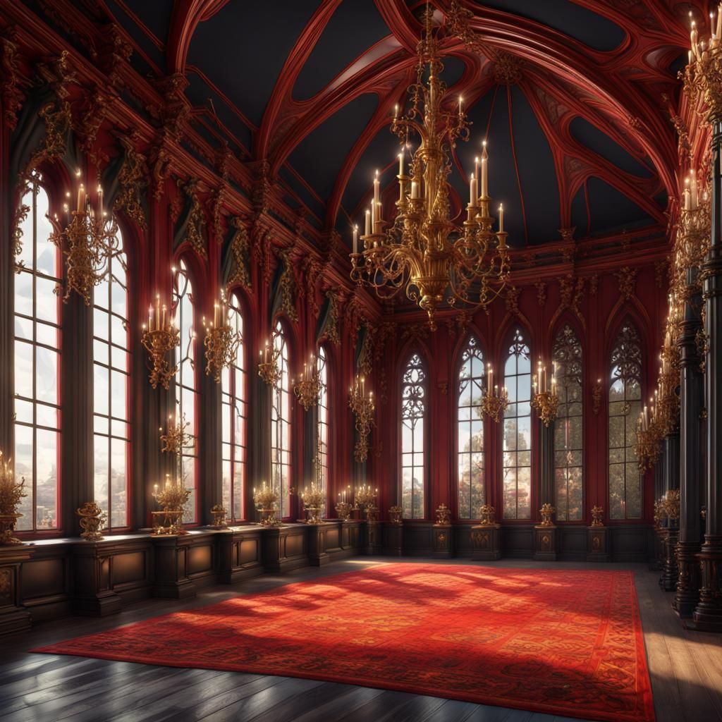 Rococo Gothic Royal Library with Gold Accents