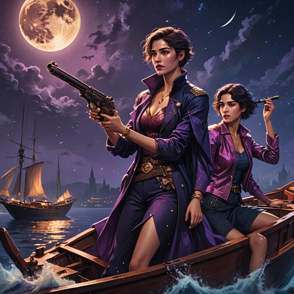 Dramatic Boat Shooting: Dark Fantasy Concept Art