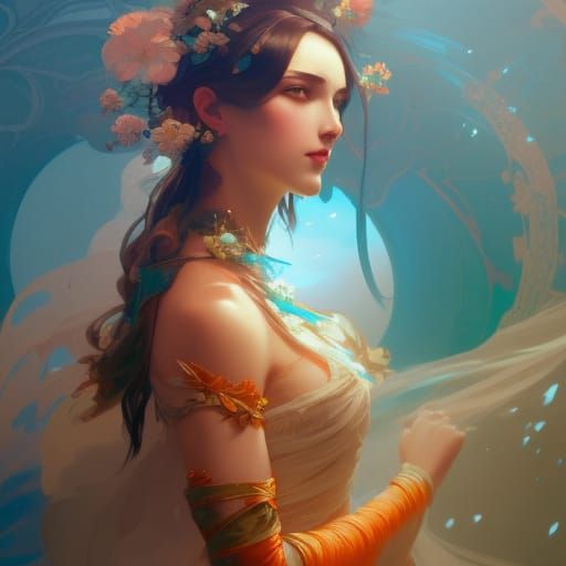 Detailed Princess Concept Art in Art Nouveau Style